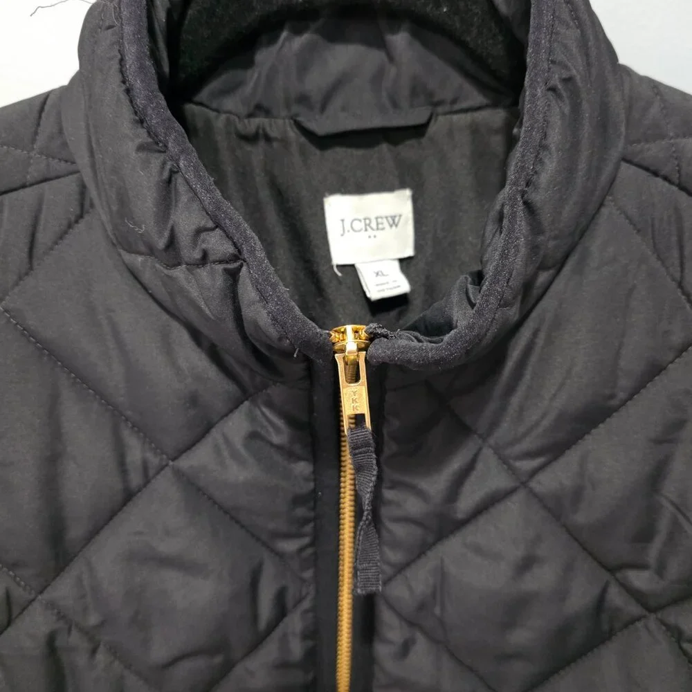 J.Crew Black Quilted Vest Women’s XL Zip Front Lightweight Outerwear - Picture 2 of 7